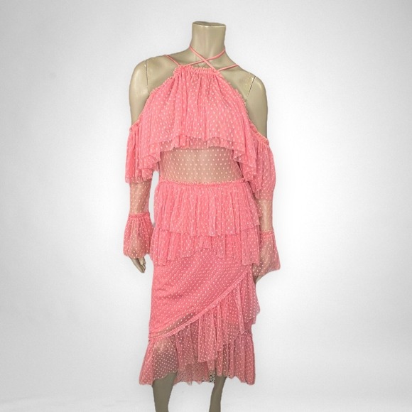 ASOS Dresses & Skirts - ASOS‎ Dobby Mesh Midi Dress With Asymmetric Ruffles 6